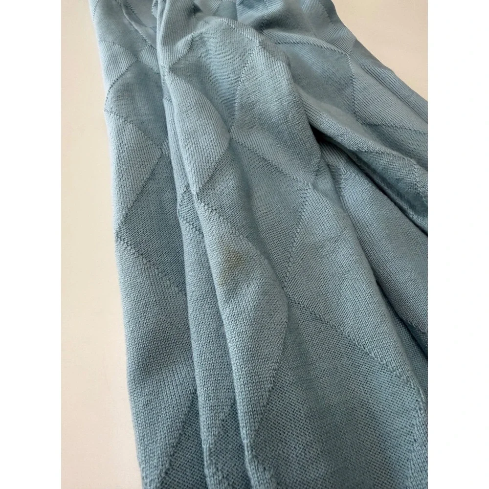 Brooks Brothers Cardigan L Blue Merino Wool‎ Diamond Knit Button Front 346